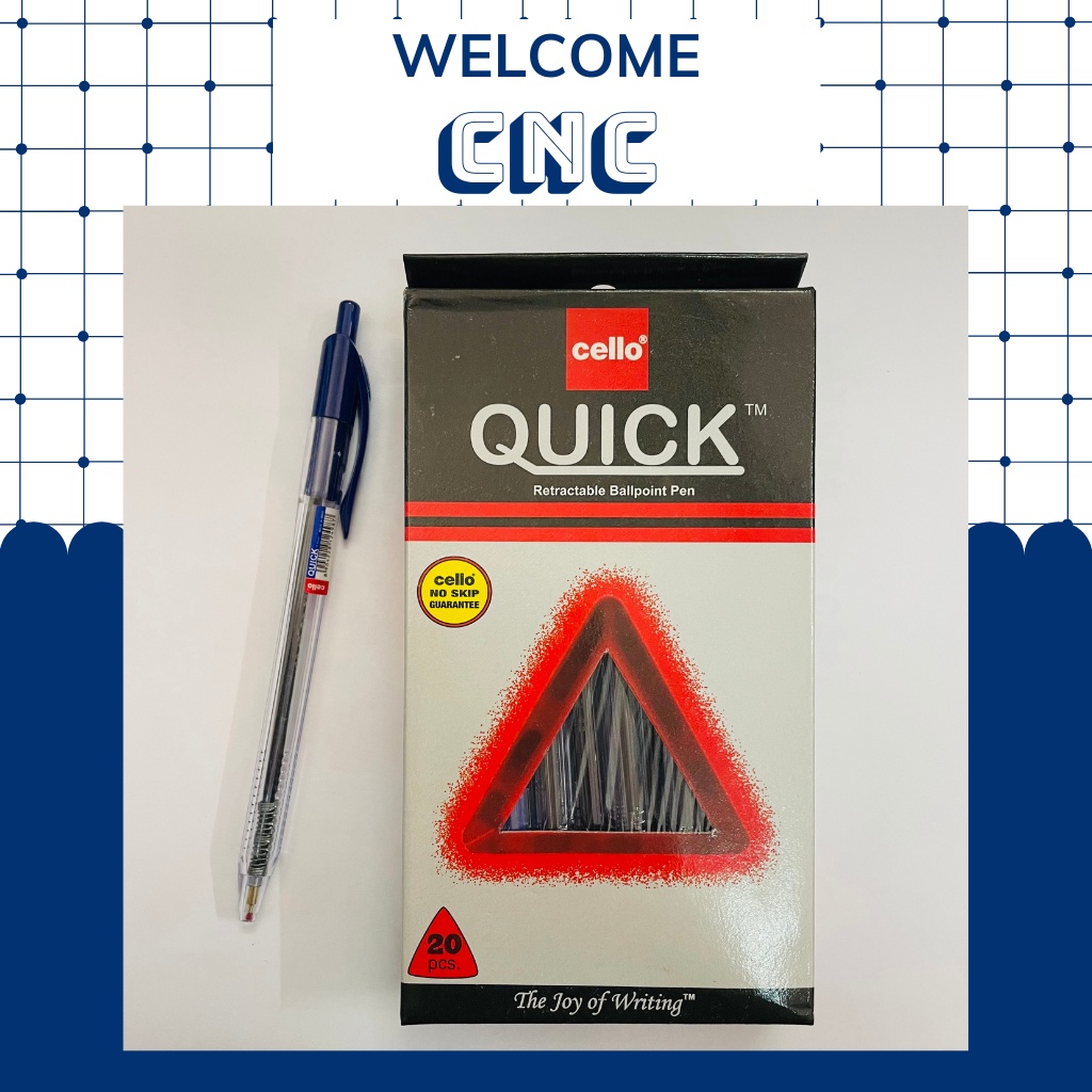 Bút bi ngòi 0,7mm mực xanh đen đỏ Cello Quick