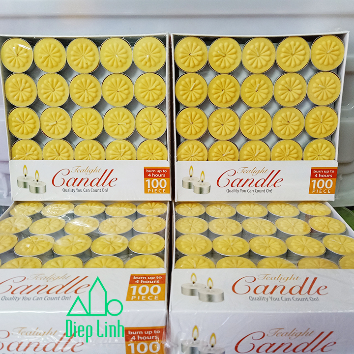 [HCM]Hộp 100 Viên Nến Tealight Thiên Thanh Cháy 4h ( Trắng Đỏ Vàng )