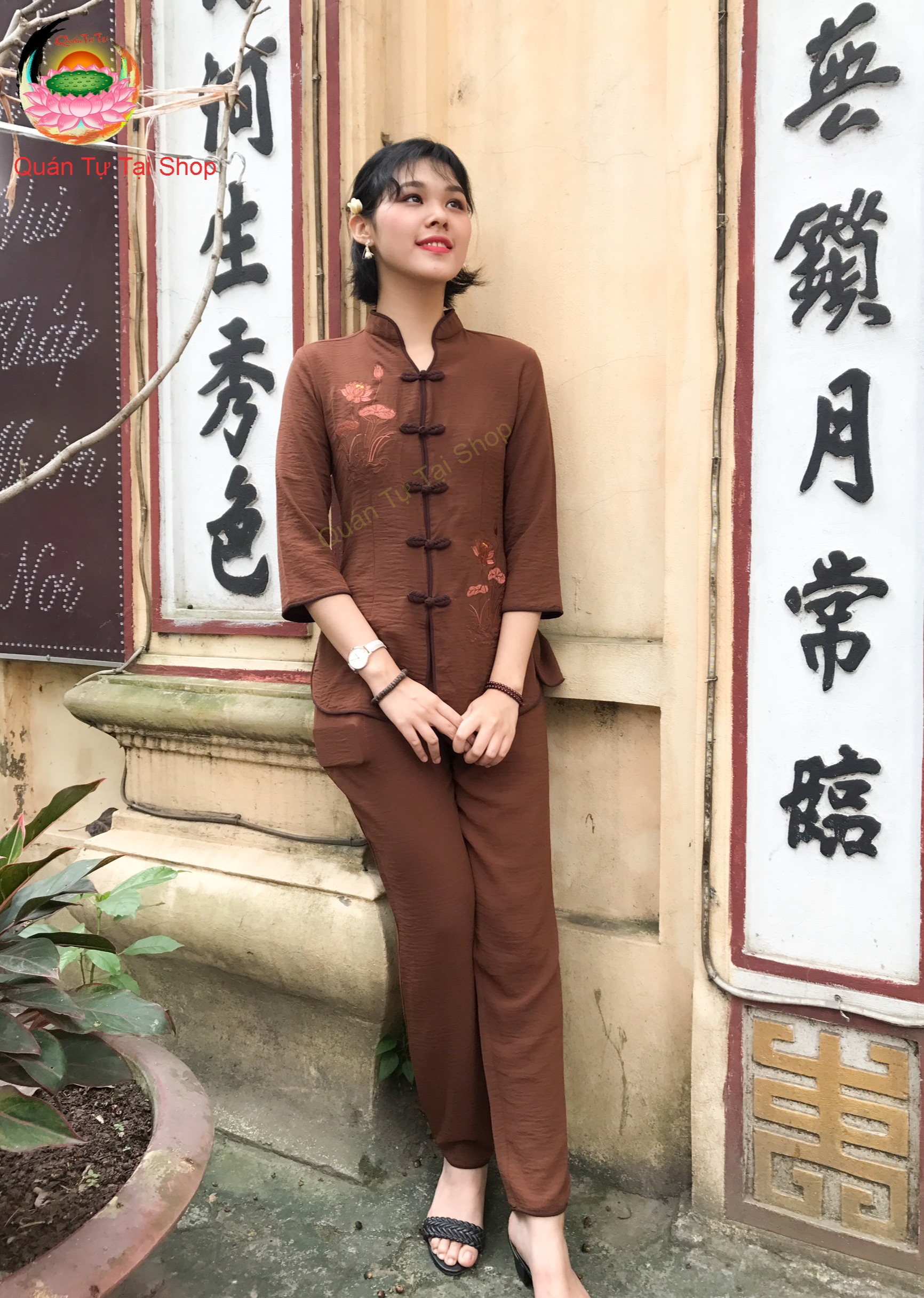 Bộ đồ đi chùa,cổ tàu vải đũi cao cấp