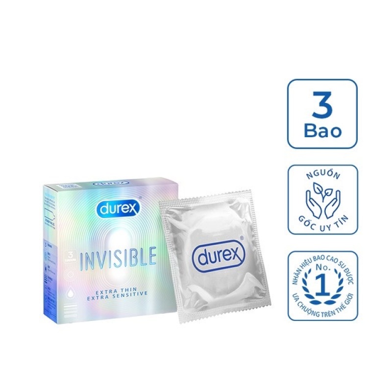 Bao cao su Durex Invisible 3 bao cao cấp