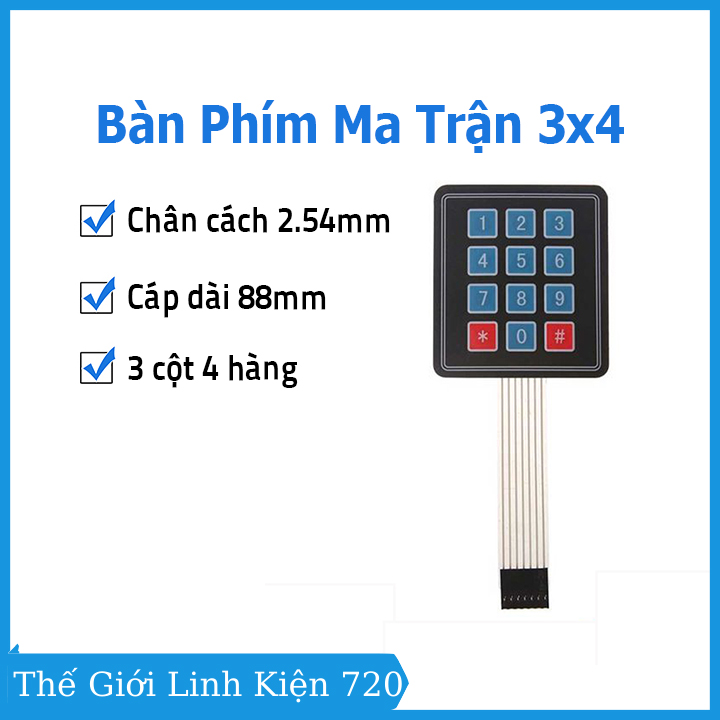 Bàn phím ma trận mềm 3x4 keypad