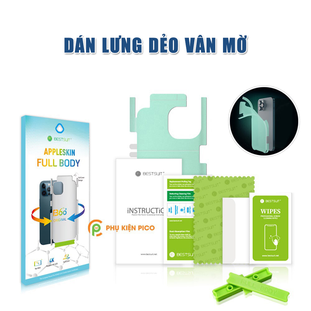 Dán lưng Iphone 13 Pro PPF cao cấp dẻo vân mờ dán full mặt lưng và viền chính hãng Bestsuit