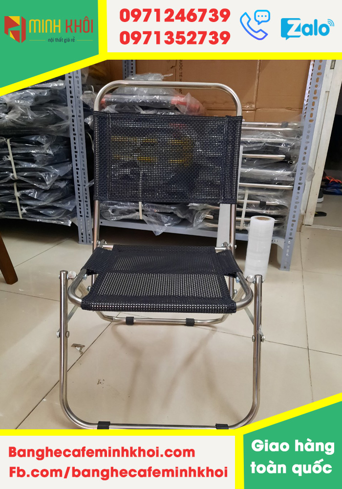Ghế xếp cafe inox lưới dày 4.4