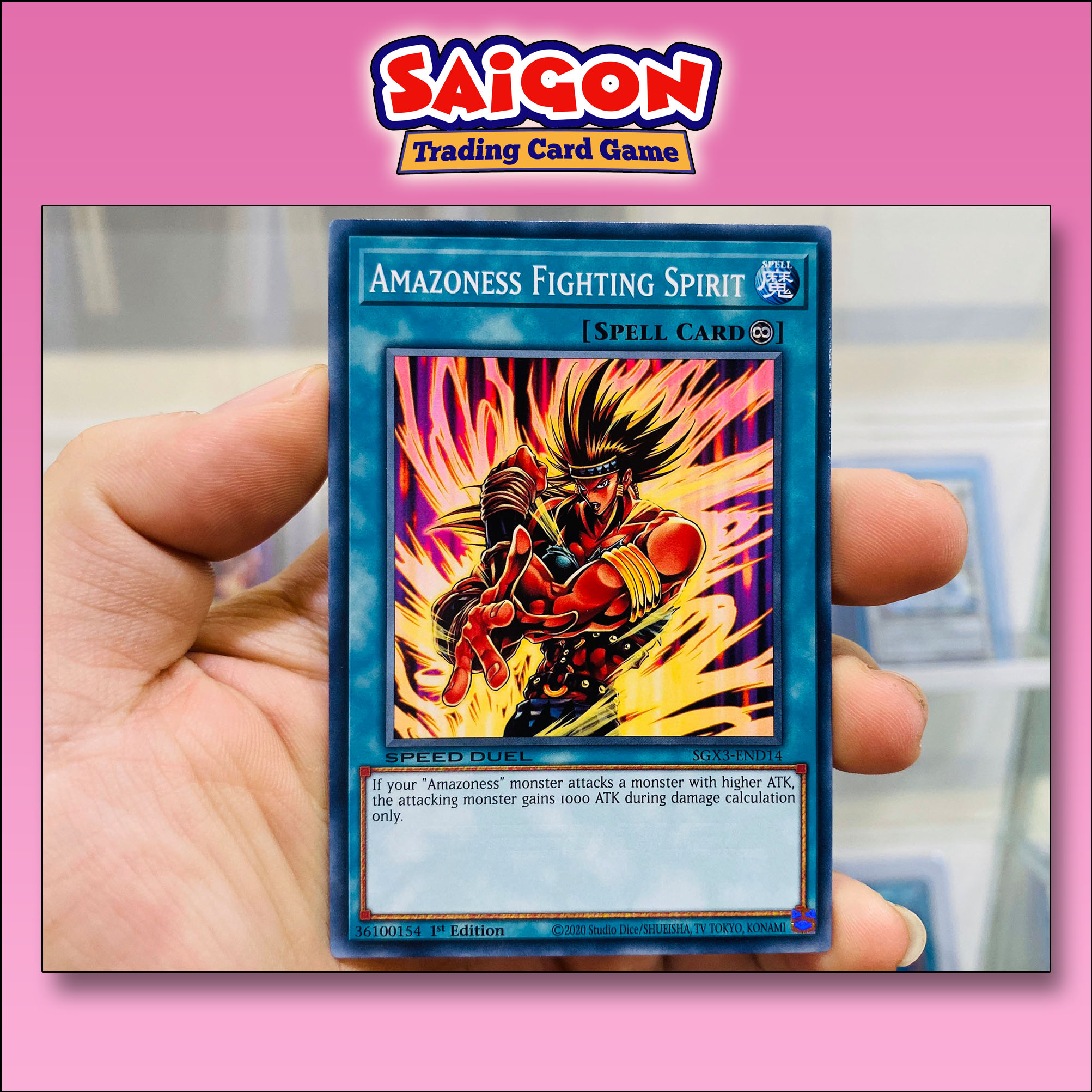 Thẻ bài yugioh mã sgx3-end14 - amazoness fighting spirit - common - 1st edition