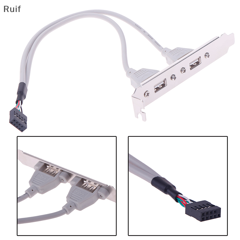 Ruif 1 cái khung mở rộng bảng điều khiển phía sau USB2.0 2 cổng cho bo mạch chủ Bộ chuyển đổi tiêu đề USB