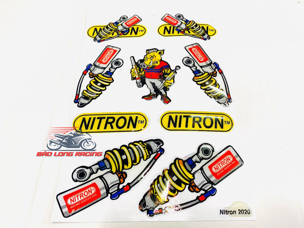 Tem Sticker deca hình phuộc Nitron trang trí xe máy...màu Vàng