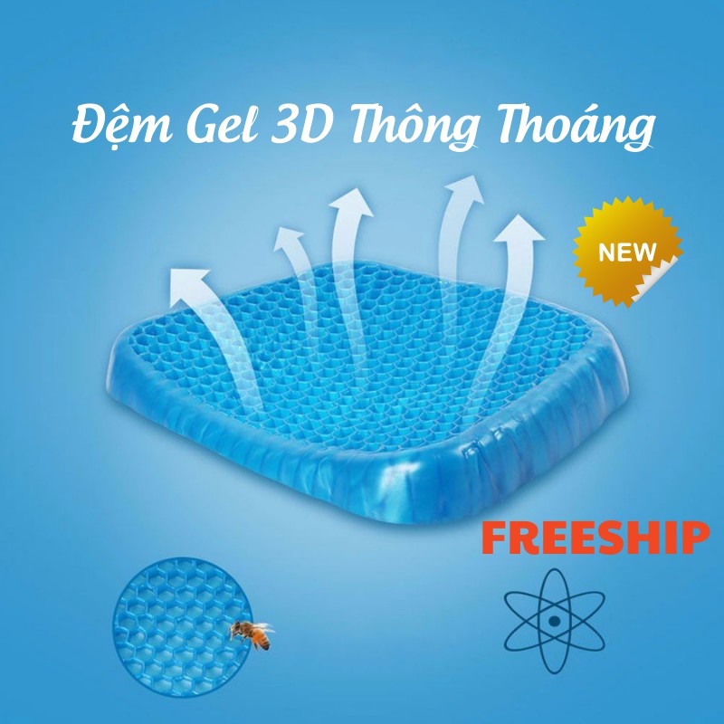 Đệm Ngồi, Đệm Ngồi 3D Thoáng Khí Lót Ghế Ngồi Trên Ô Tô Đa Năng| - 1 Đệm Gel