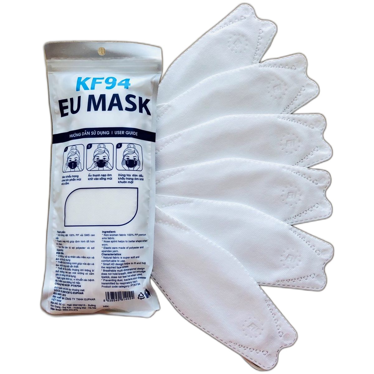 Khẩu trang KF94 EU MASK (combo 20 túi x 10 cái/túi)