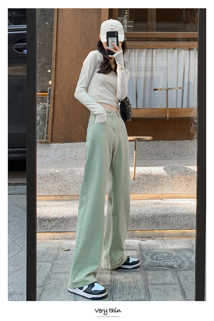 [HCM]QUẦN JEANS NỮ SUÔNG DÀI XANH MINT ỐNG RỘNG BASIC
