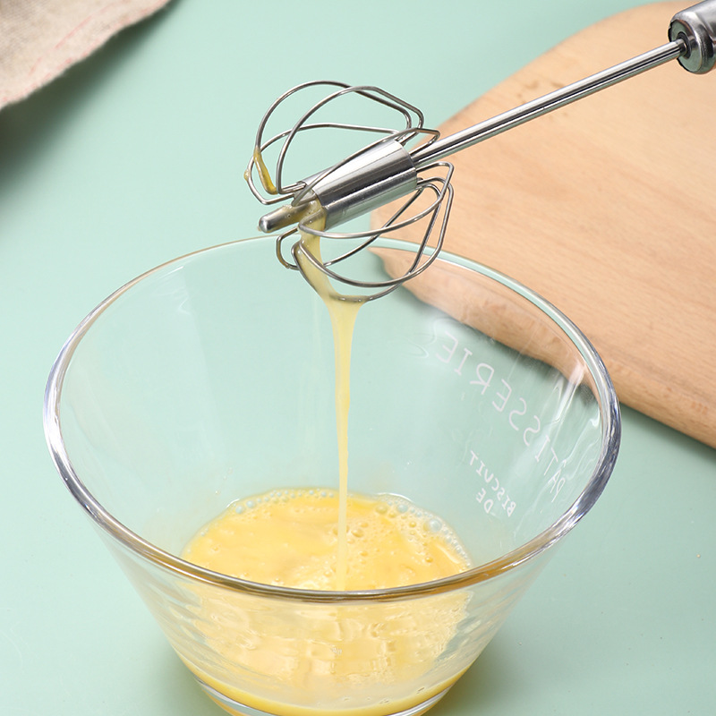 Self Rotating Shaft Stainless Steel Egg Beater