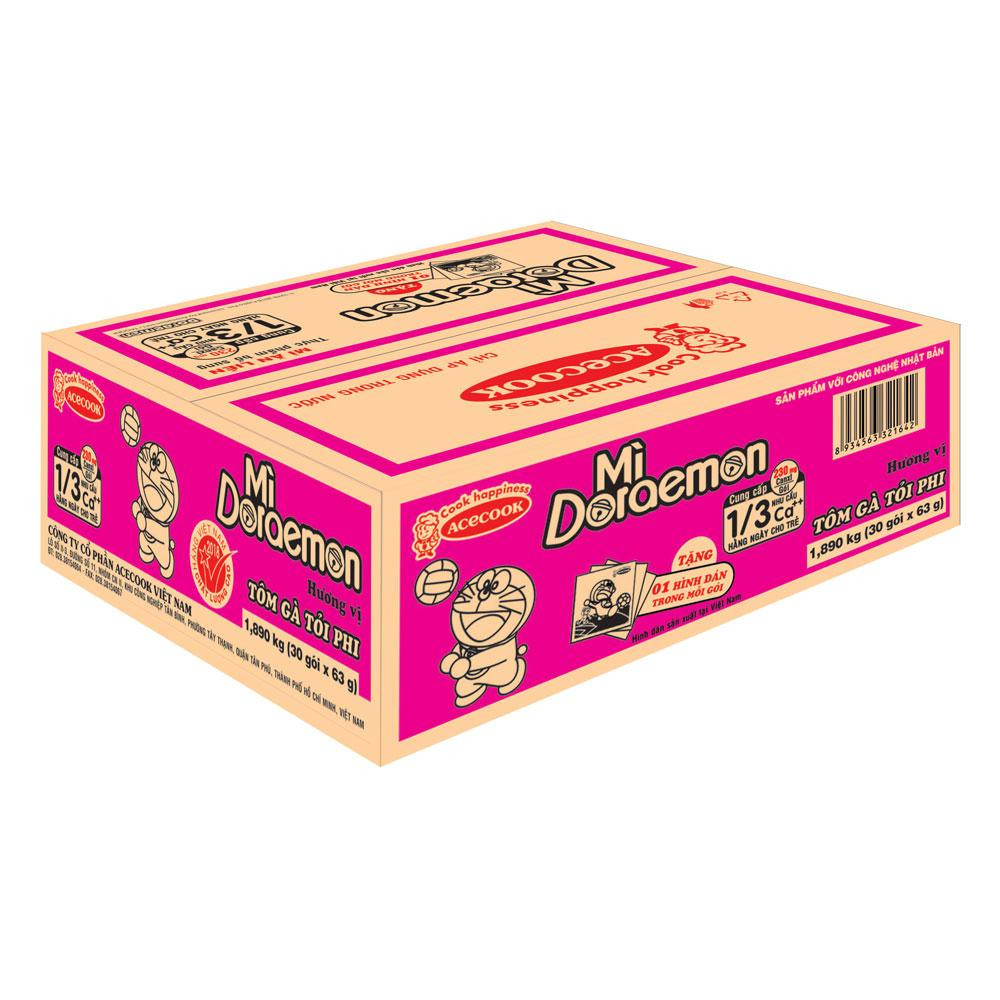 [Thùng 30 gói] Mì Doremon tôm gà tỏi phi gói 63g