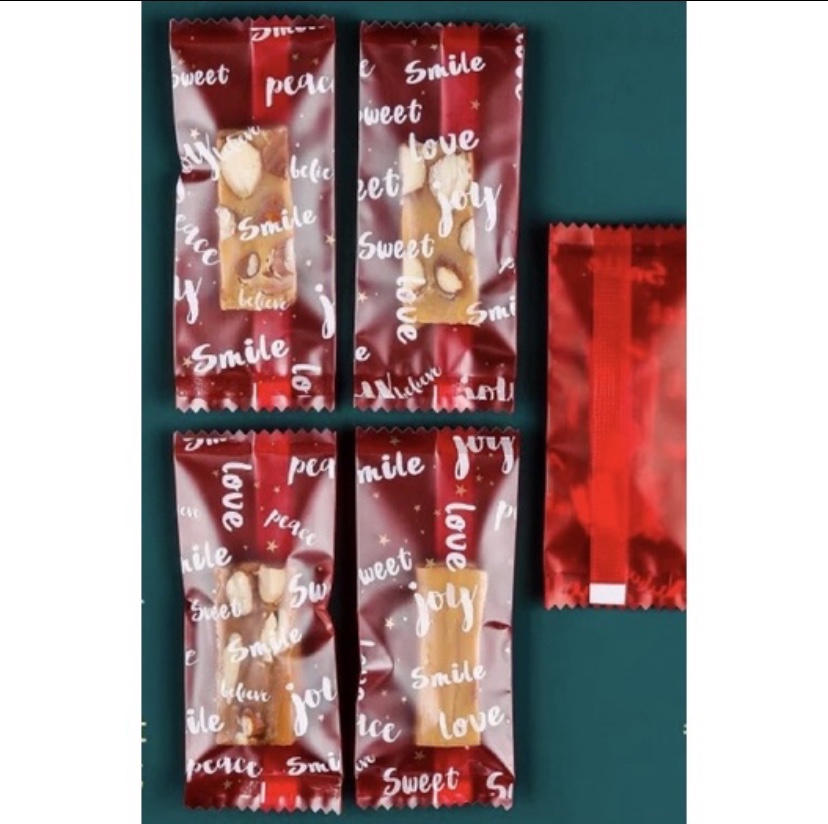 [HCM]Túi đựng kẹo nougat sọc đỏ ( xấp 100 tờ )/ chữ trắng nền đỏ (xấp 200 tờ)
