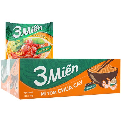 30 Gói Mì 3 Miền Tôm Chua Cay 65gr