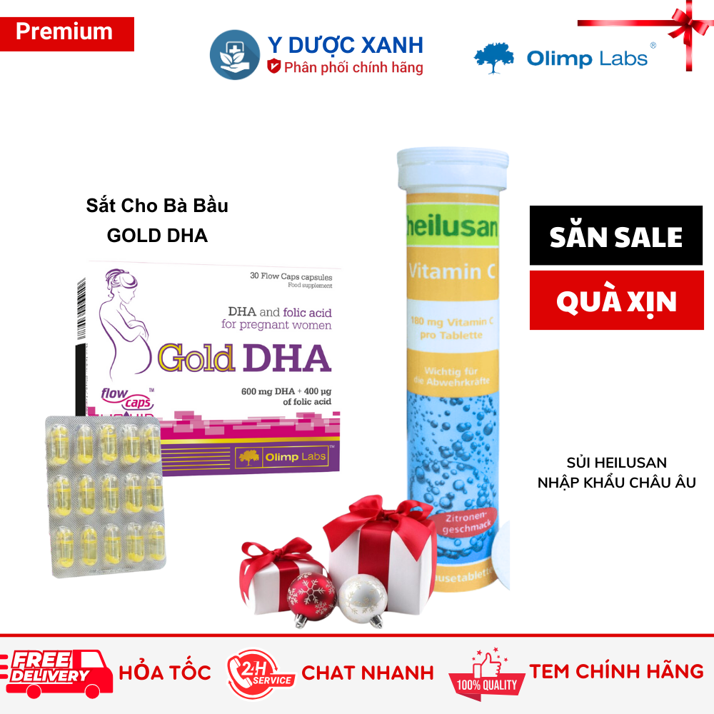 Gold dha, 30 tablets, dha tablets, folic acid for pregnant women - green medicine