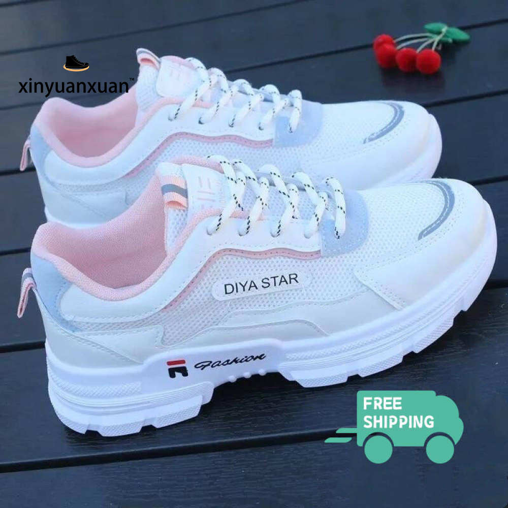 xinyuanxuan 【Free Shipping Miễn phí vận chuyển】Giày nhỏ màu trắng của phụ nữ 2022 mùa xuân cơ bản sinh viên giày lưới phẳng của phụ nữ bình thường tất cả các tr