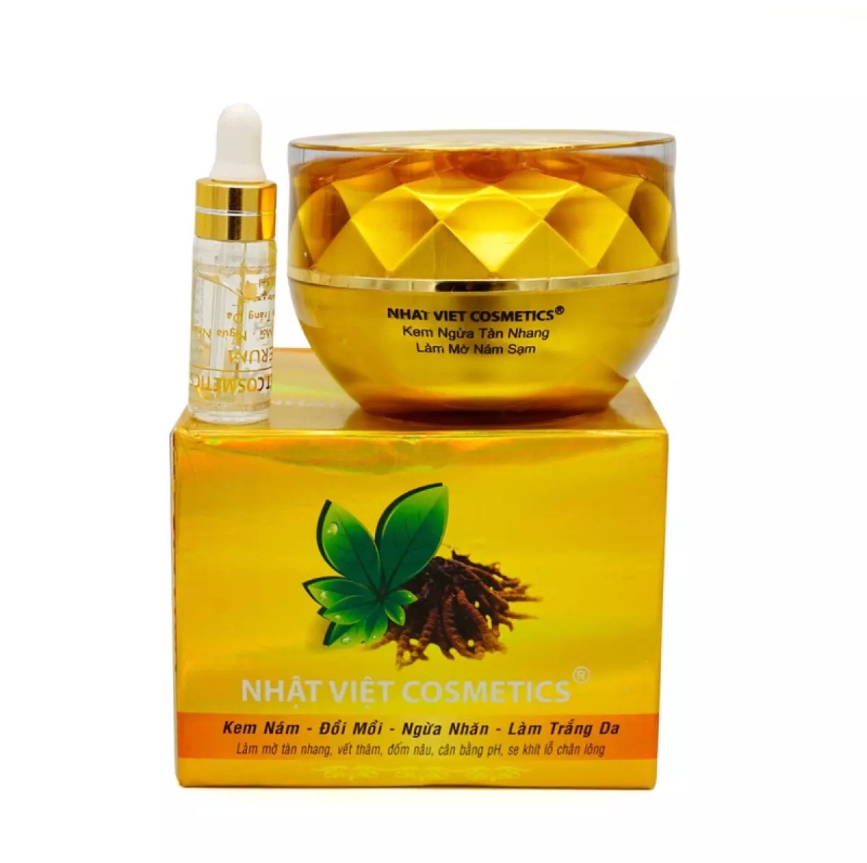 Kem nám - Đồi mồi - Ngừa nhăn - Làm trắng da Trà xanh - Đông trùng hạ thảo Nhật Việt 24g (Vàng)