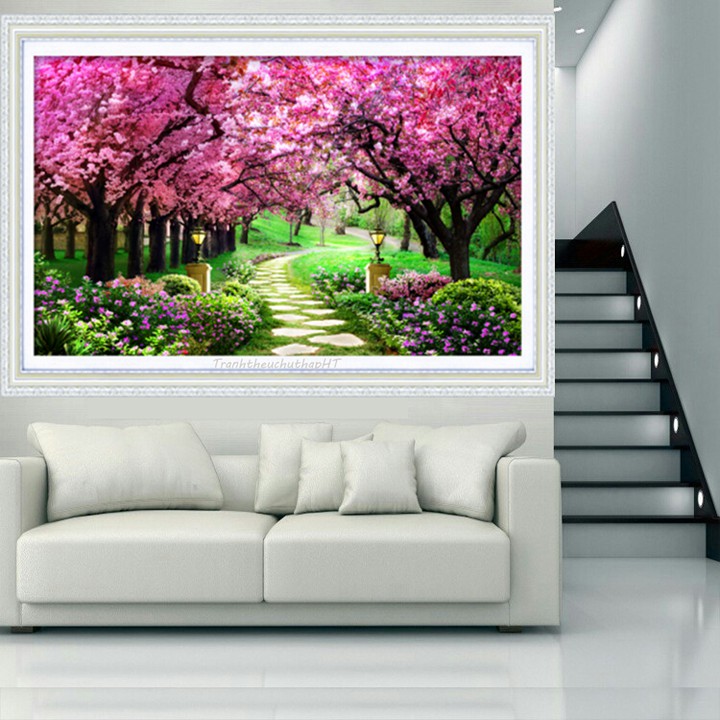 Tranh thêu chữ thập con đường tình yêu hạnh phúc LV3005 kích thước 100 x 55cm