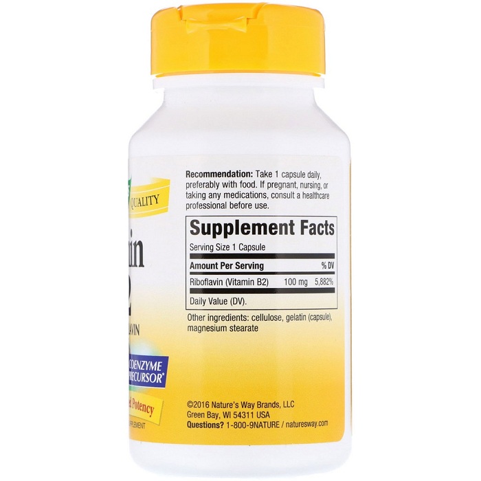 Nature's Way Vitamin B2 100 Capsules