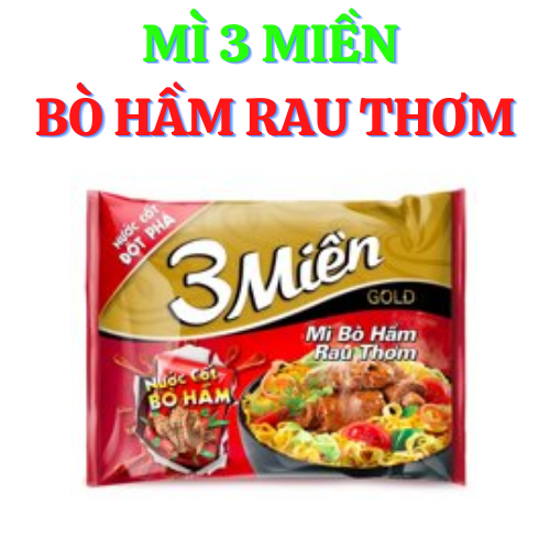Thùng 30 gói mì 3 Miền GOLD 75gr 3 vị (bò + Chua cay đặc biệt + Chua cay Thái)