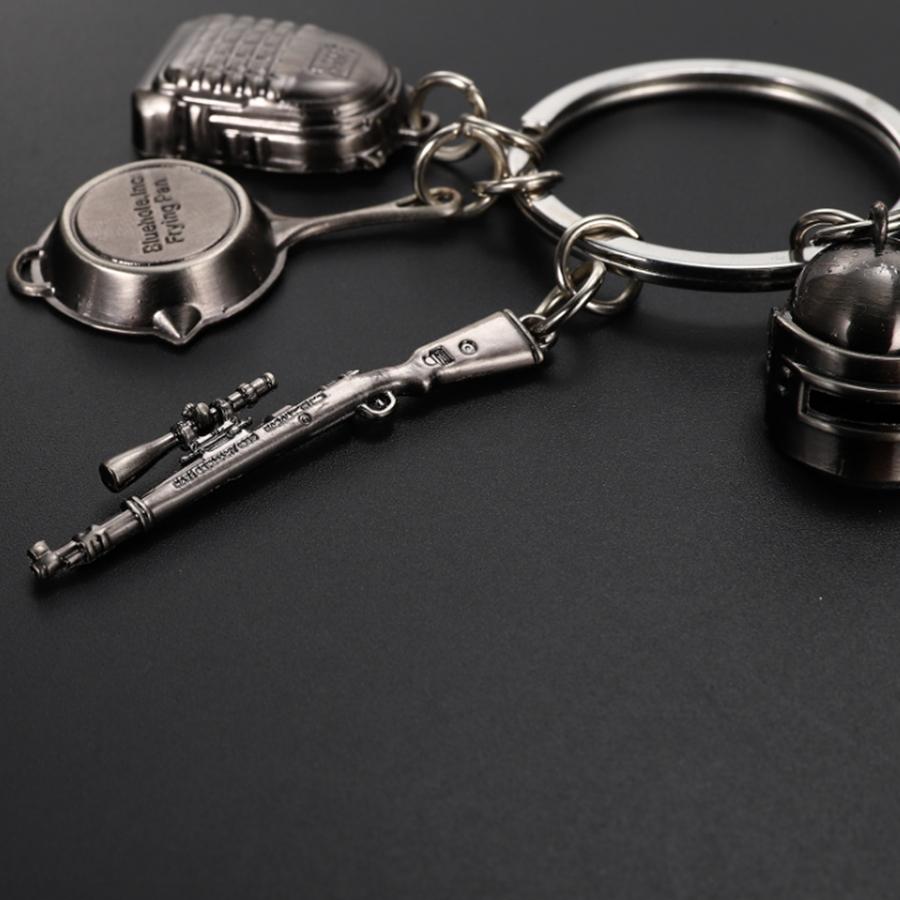 Combo Móc Khóa Mini Pubg Gồm  Kar98, Mũ 3 Pubg, Giáp, Chảo