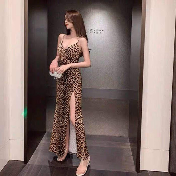 [HCM]ĐẦM MAXI BEO 2 DÂY XẺ TÀ 1 BÊN