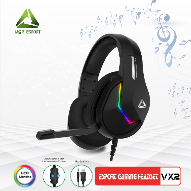 Tai nghe chụp tai có mic đàm thoại gaming/học online headphone esportai nghe vsp esport gaming vx2 - vsp vx2 tai nghe chuyên game cực chất dành cho game headphone vsp esport gaming vx2 ( jack usb + 3.5tai nghe vsp esport gaming vx2 - tai nghe có dây chụp