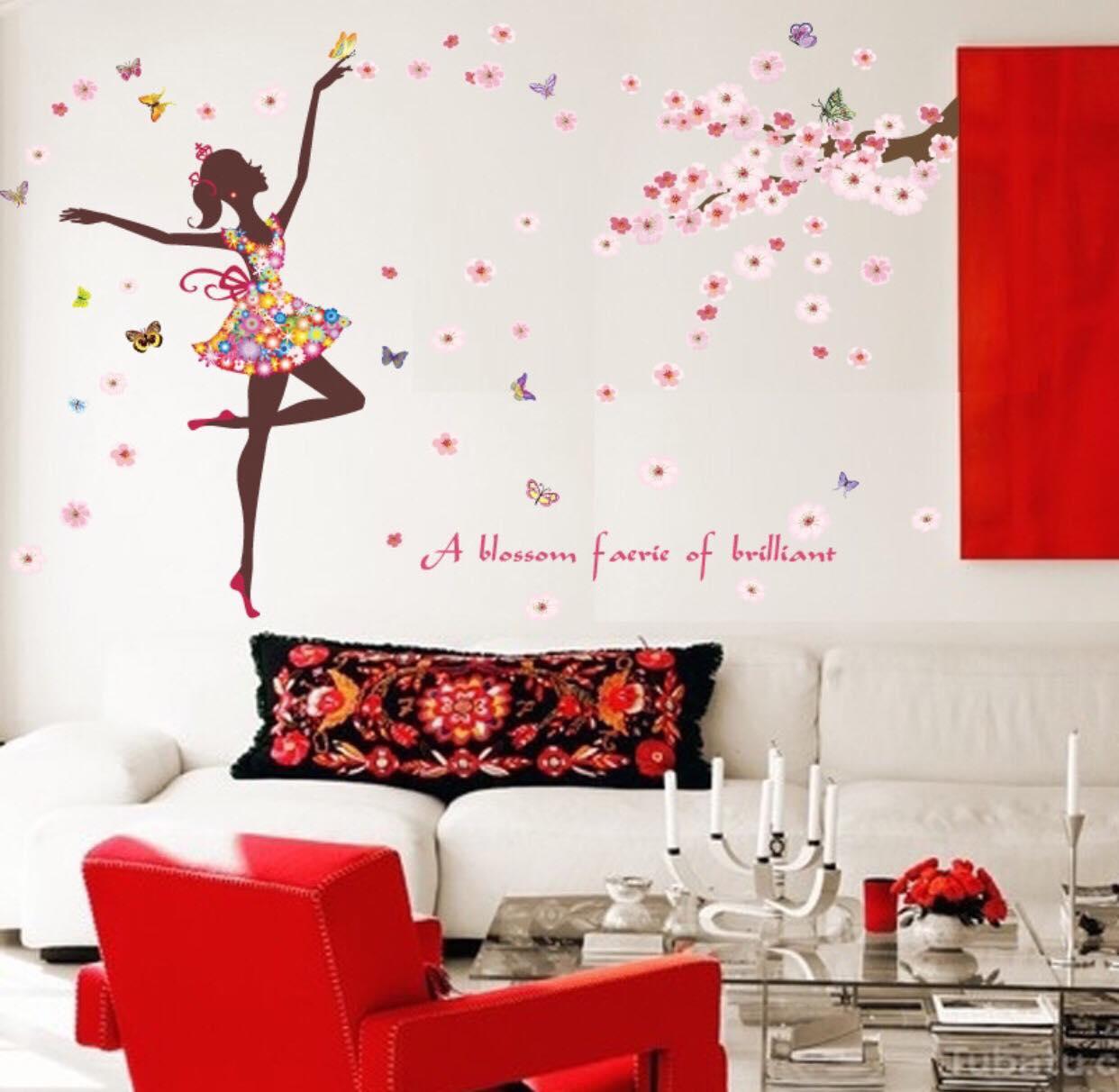 decal dán tường cô gái múa trang trí