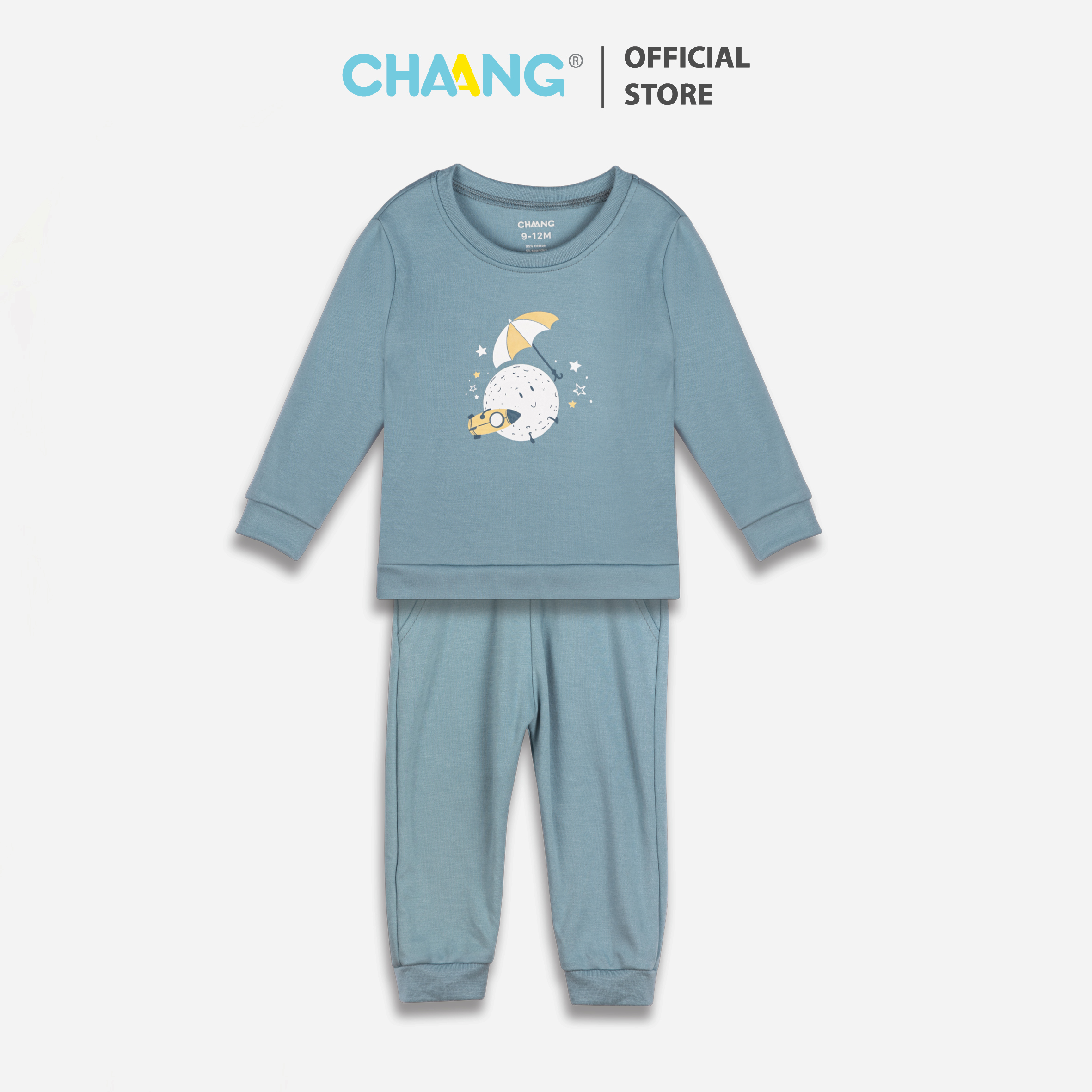 Bộ quần áo dài cho bé trai Cosmos xanh cổ vịt Chaang