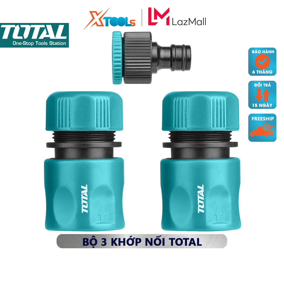 Set of three coupling total THWS030301 coupling faucet spray wash material plastic 1/2 ", weight 0.3 kg, packing in paper card link the line conductor, ống connector hydraulic with water pipe, hose watering Portable [XTools mall]