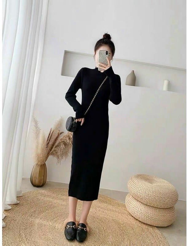 Váy len tăm cổ ba phân