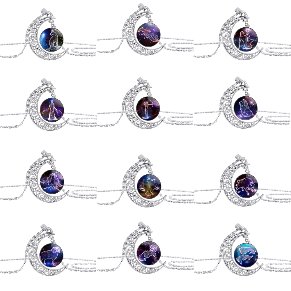 New Best Birthday Gift Double Face Fashion Constellation Necklace Zodiac Pendant Leo Libra Scorpio Sagittarius Horoscope Astrology