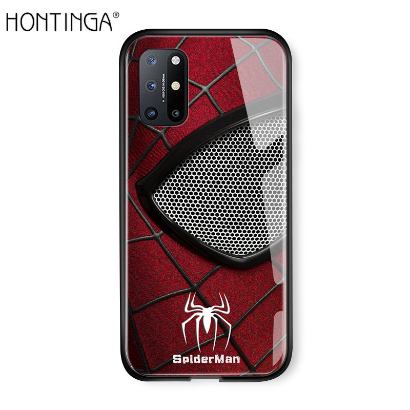 Hontinga Casing Case For OnePlus 8T Case Marvel Phone Case For boys The Superhero For men Case Captain America Ironman Spiderman Tempered Glass Back Cover Casing Hard Case