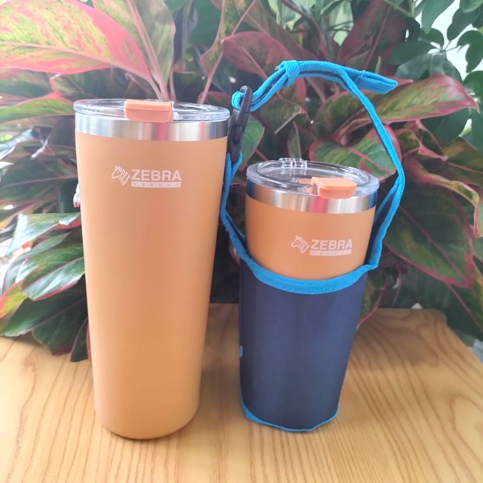 [HCM]LY GIỮ NHIỆT ZEBRA THÁI LAN  INOX POLAR KÈM TÚI VẢI CÓ QUAI ĐEO 870ML - 112702