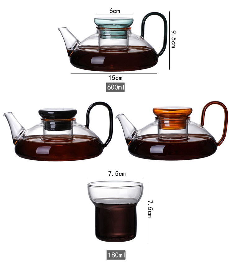 Ấm Thủy Tinh Pha Trà có lõi lọc 600 ml