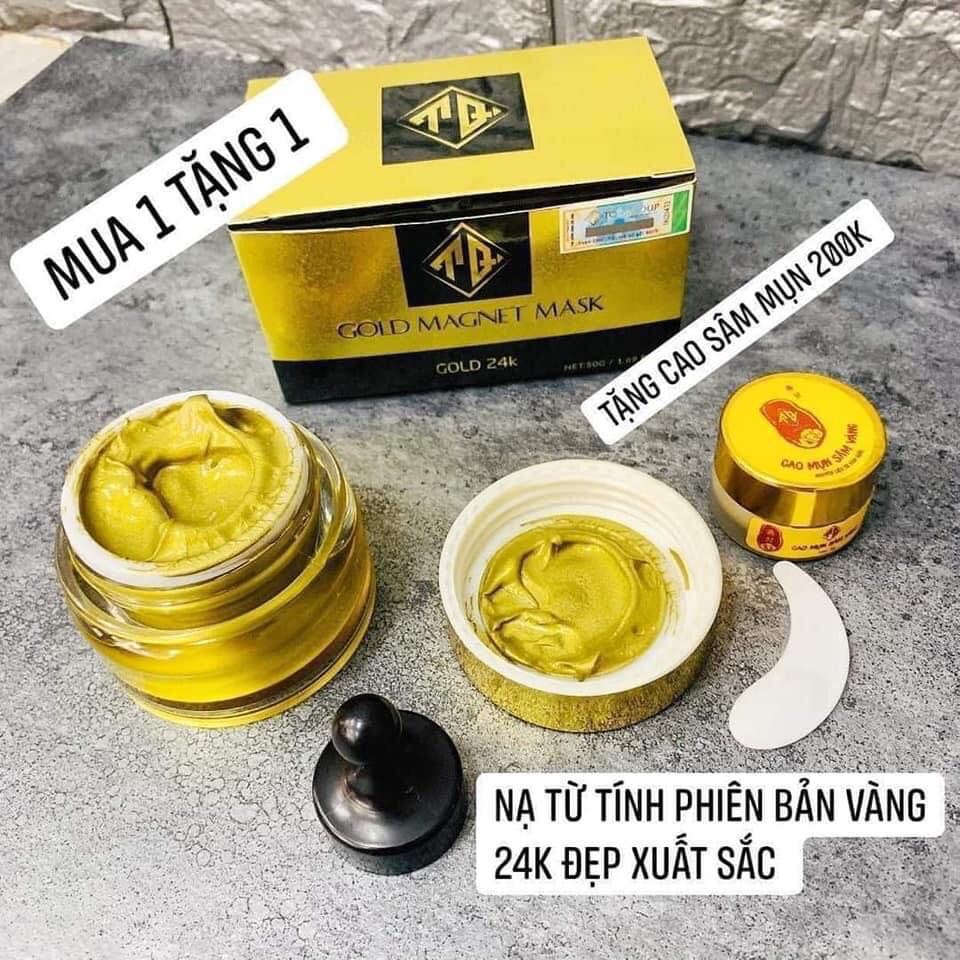 MẶT NẠ NAM CHÂM VÀNG 24K- QLADY(Tặng kèm 1 hủ cao mụn sâm vàng và 1 cục hút) CHÍNH HÃNG