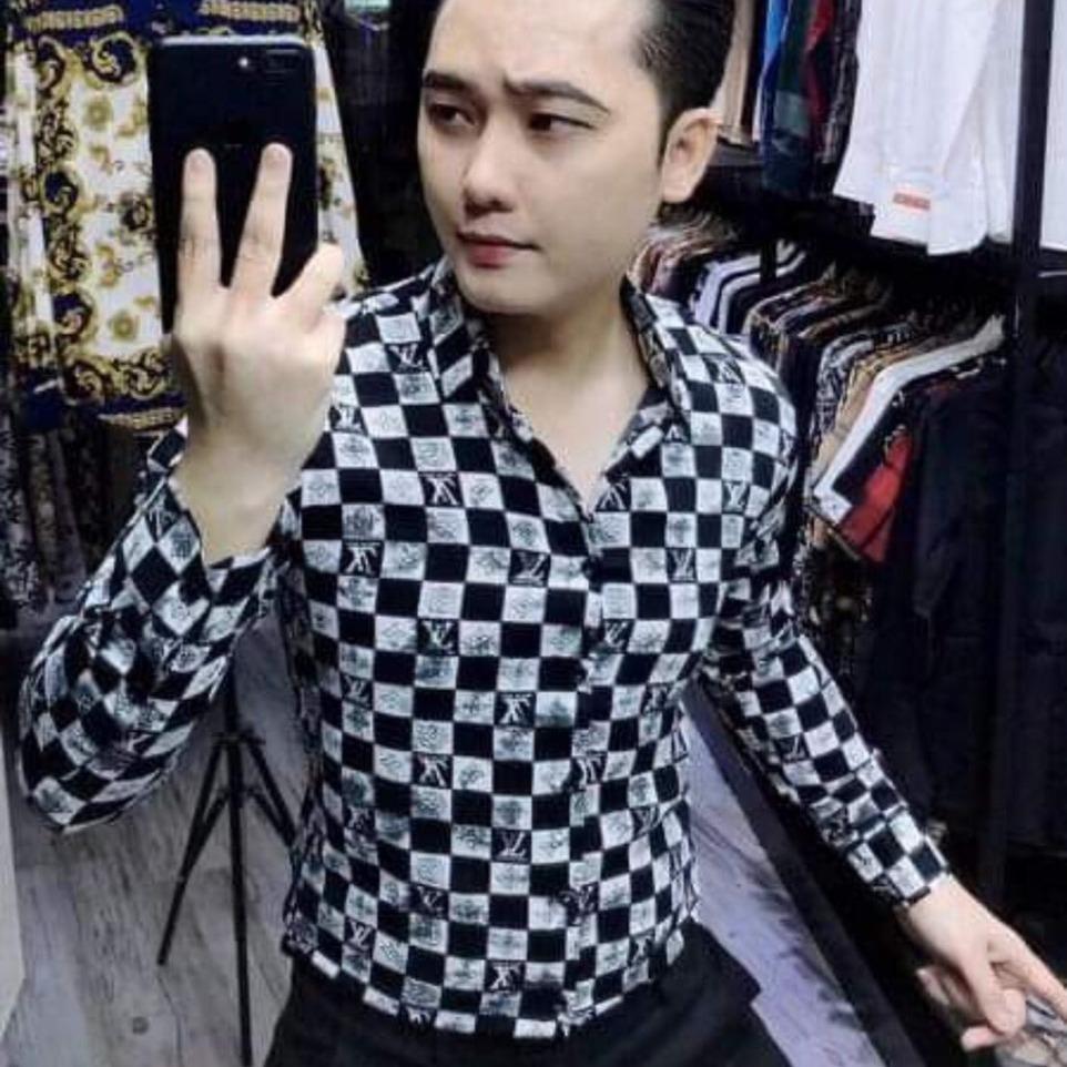 Áo sơ mi nam dài tay hoạ tiết ô vuông độc đáo
