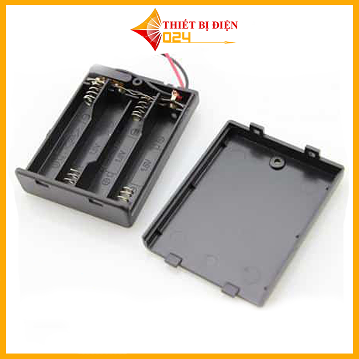 Đế Pin AA Có Nắp, Kèm Công Tắc ( Đấu Nối Tiếp )