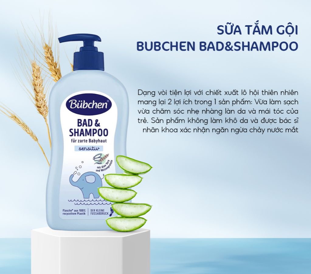 Sữa tắm gội Bübchen Bad & Shampoo (Chai 400ml có vòi)