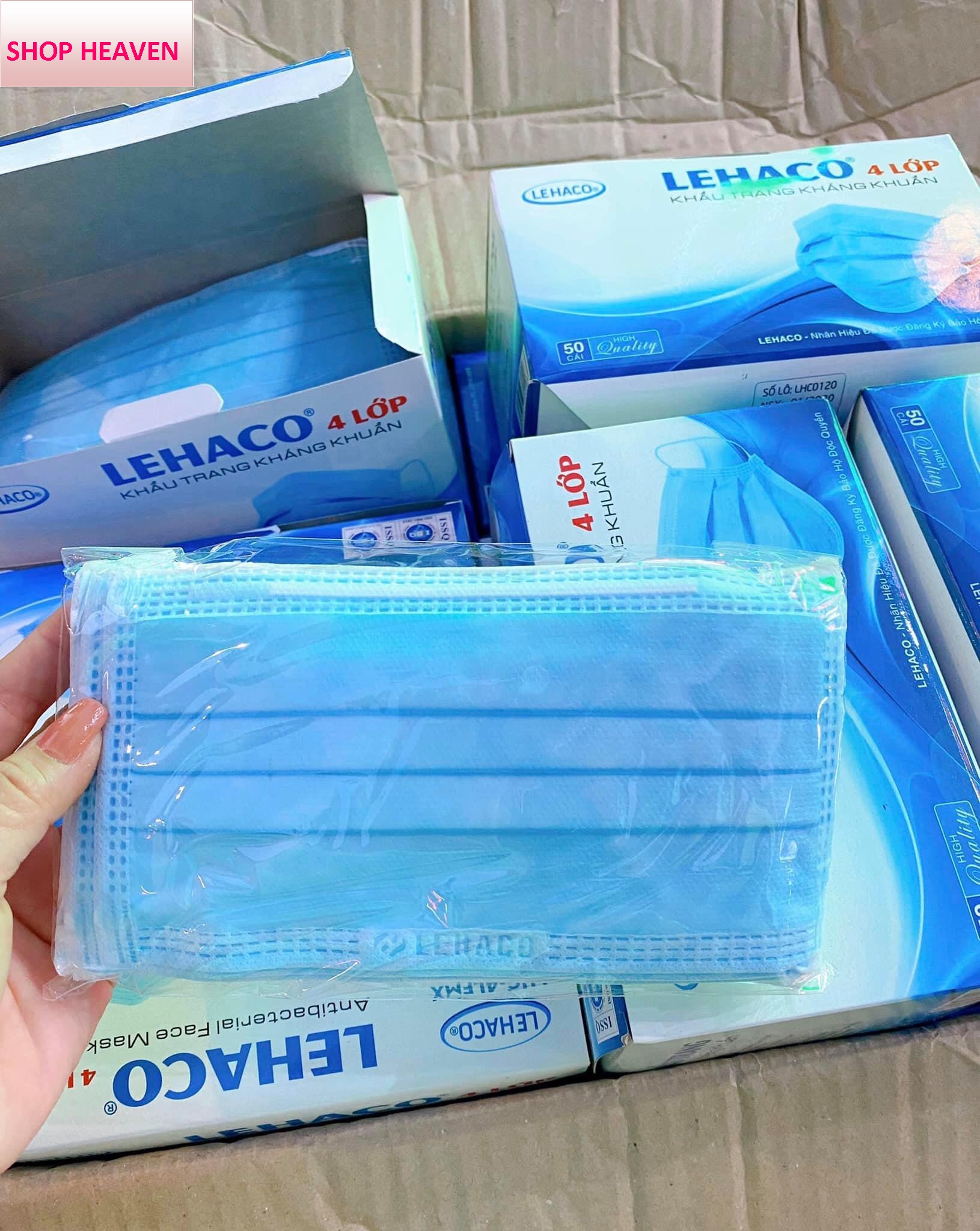 [HỘP 50 CÁI] Khẩu Trang y tế 4 Lớp  kháng khuẩn LEHACO