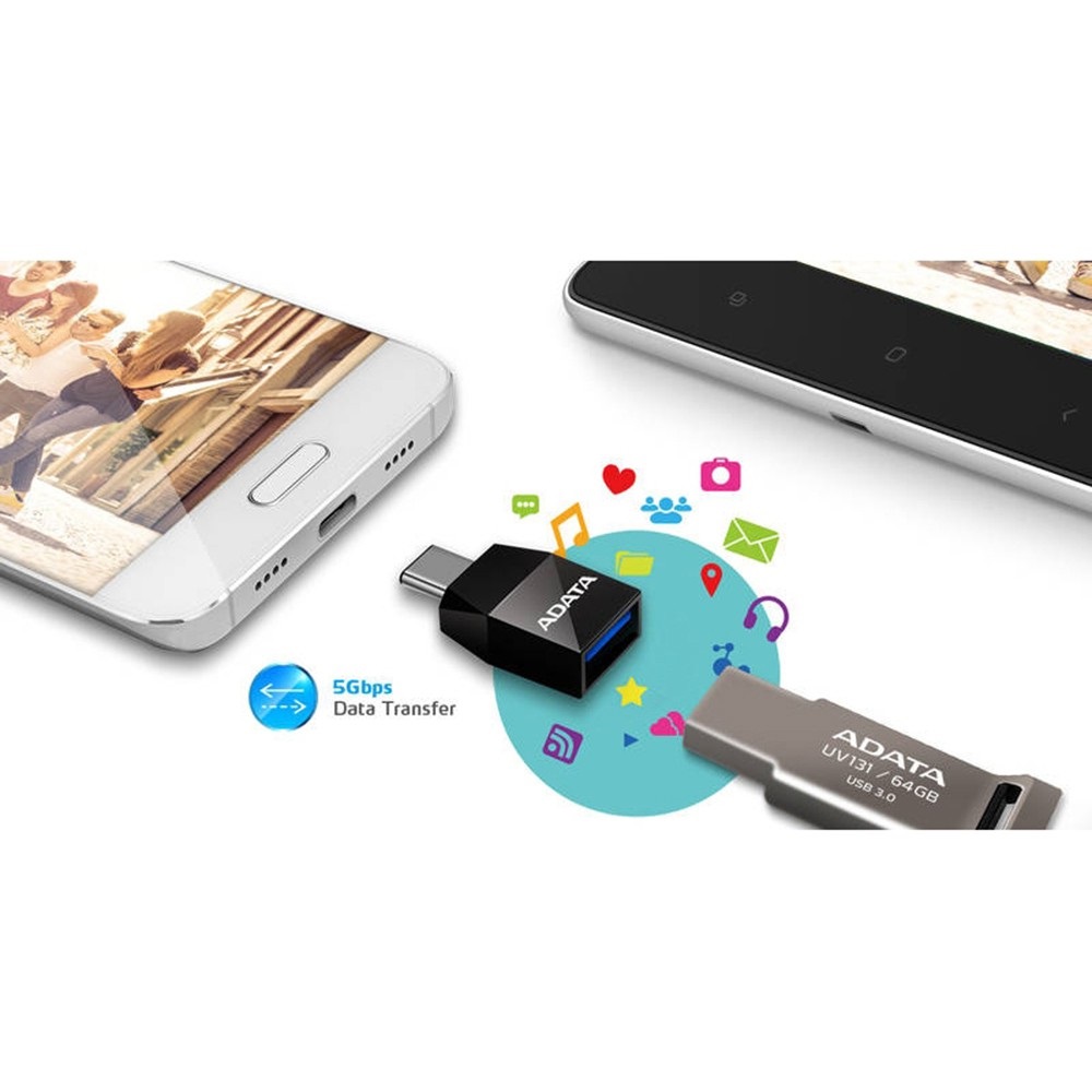 Đầu chuyển OTG từ USB 3.1 sang Type-C Adata Tốc độ 5Gbps (Đen) - Nhất Tín Computer