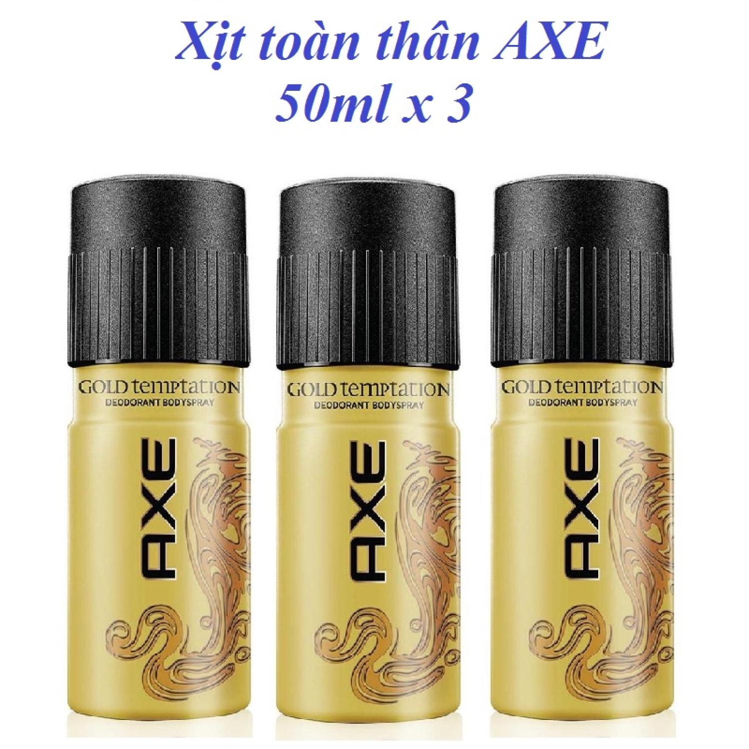 3 chai Xịt khử mùi AXE Gold Temptation mini (50ml) = 150ml