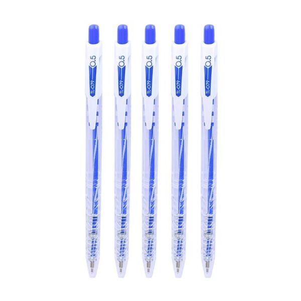 Vỉ 5 bút bi 0.5 mm treeden - thiên long tl-079 - mực xanh