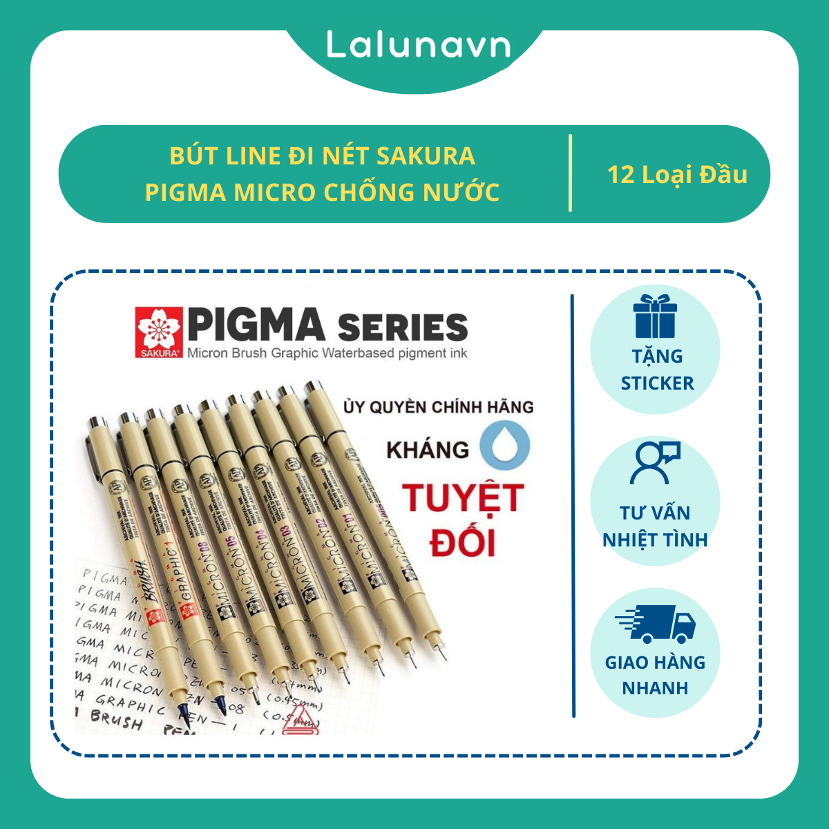 Bút Line Đi Nét Sakura Pigma Micro Đủ Size chống nước Lalunavn A29
