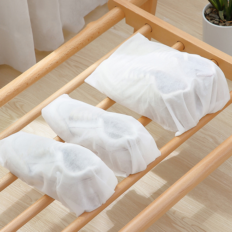 Combo 10 túi đựng giày, vật dụng cá nhân có dây rút đi du lịch - trắng p044