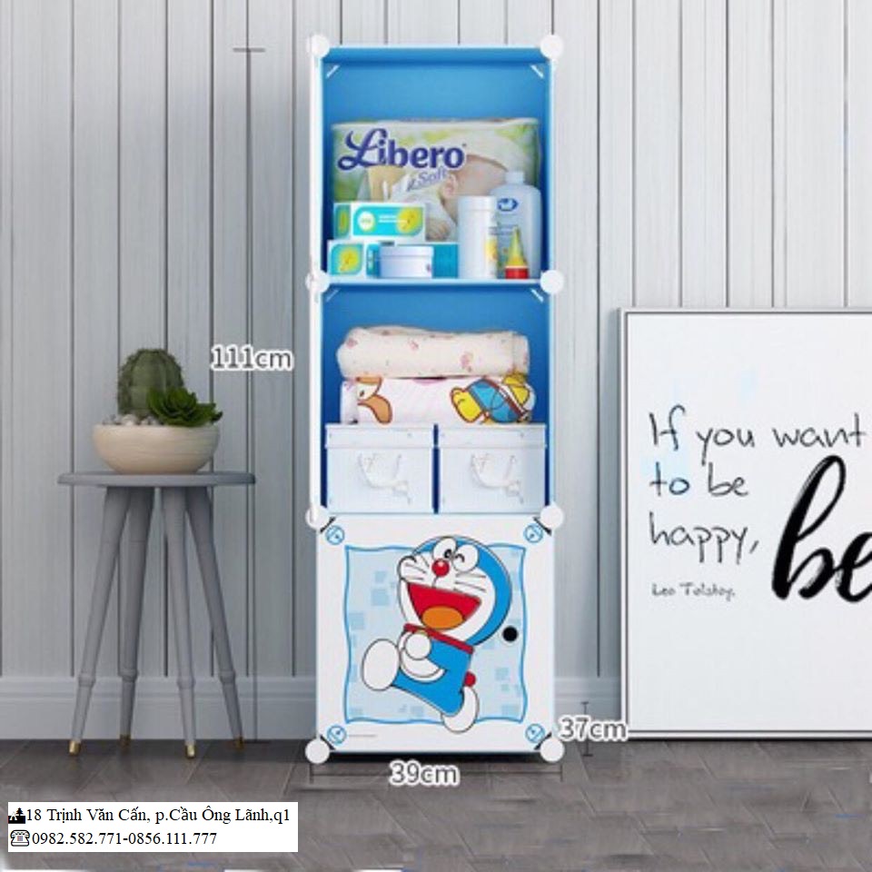 Tủ Nhựa Lắp Ghép 3 Ô Doraemon Siêu Đẹp