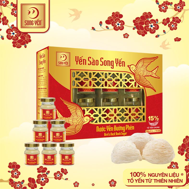 Nước Yến Đường Phèn 15% Song Yến (Lốc 6 Lọ x 70ml)