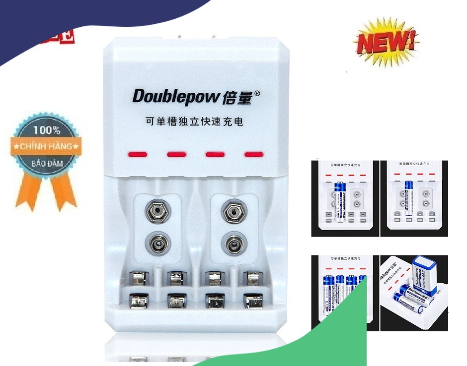 Sạc Pin đa năng cao cấp Doublepow DP-D03 Dùng sạc pin 9V, pin tiểu AA, pin