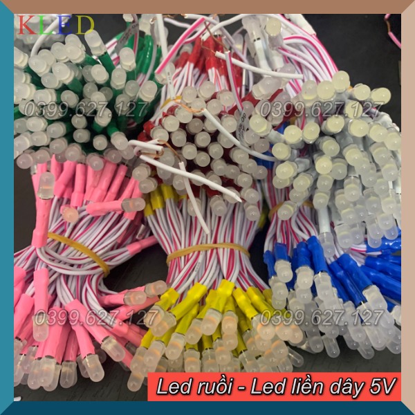 Led ruồi 5V IPY 5mm dây đồng (100led/bó)- Led Liền dây 5v