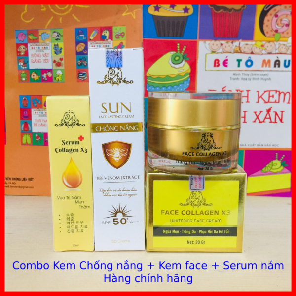 <MIỄN PHÍ VẬN CHUYỂN> Combo Kem face X3 + Serum nám X3+ Kem Chống nắng Collagen X3 Đông Anh - Chính hãng Đông Anh 3 sản phẩm như hình
