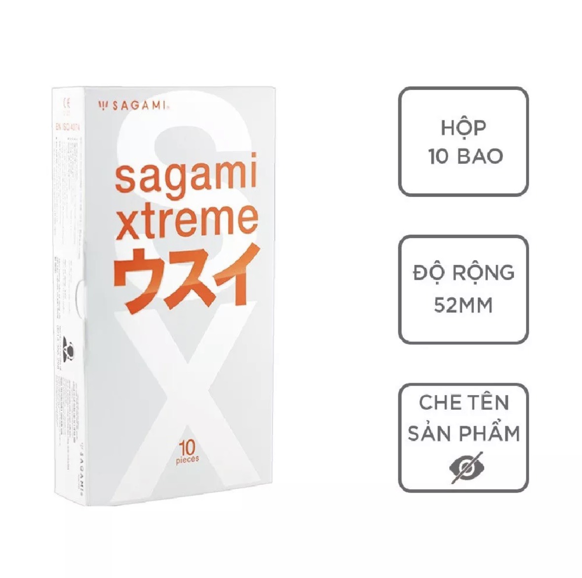 Bao Cao Su Siêu mỏng 10 chiếc Sagami Xtreme Super Thin - Nhật Bản (Có che tên sp)